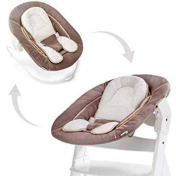 Hauck Alpha 2 en 1 Hamaca Trona, Compatible con Tronas Hauck Alpha Plus y Beta Plus, Hamaca para bebés desde el nacimiento hasta 9 kg, con Reductor de Asiento, Función de Balanceo, Beige