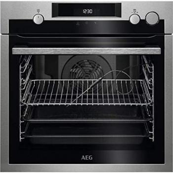 AEG BSE577121M Horno Multifunción, Limpieza Pirolítico, 9 funciones + Vapor, Cocción Uniforme, Sonda Térmica, Ventilador XXL, LCD Táctil, Antihuellas, Bandeja XXL, Inox, A+, 72 Litros