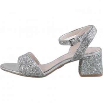 Buffalo Women's Silver Glitter Heeled Sandals Rainelle