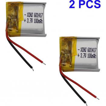 3.7V 100mAh Rechargeable LiPo Battery 601417 for Speakers, Headphones, GPS, and Recording Devices