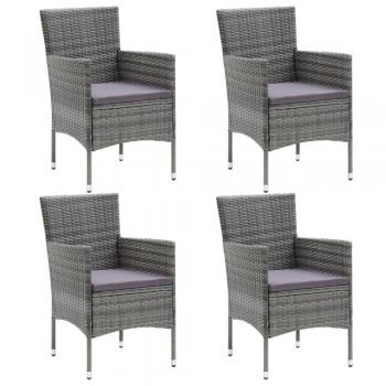 Garden Dining Chairs Set of 4 in Grey Poly Rattan