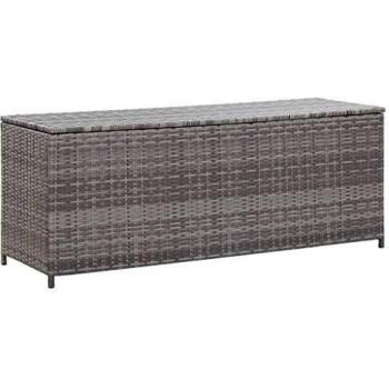 Grey Poly Rattan Garden Storage Box - 120x50x60 cm