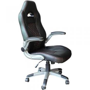 Silla de oficina y gaming ergonómica en piel sintética con bordes rojos Maranello