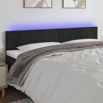 Cabecero LED de Terciopelo Negro 180x5x78/88 cm