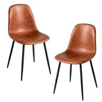 Pack 2 Sillas de Comedor Teok en Polipiel - Color Camel Vintage y Negro