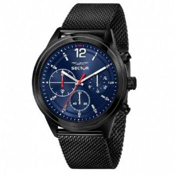 Sector No Limits Chronograph Blue Dial Mesh Bracelet Watch, Black, Male, Size: ONE SIZE