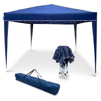 Carpa Plegable Goodyear 3x3 m Azul | Impermeable | Multifuncional para Jardín, Terraza y Playa | Incluye Bolsa de Transporte y 4 Cortavientos | Estructura de Acero |
