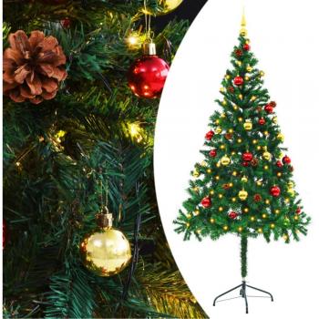 vidaXL Artificial Pre-lit Christmas Tree with Baubles Green 180 cm