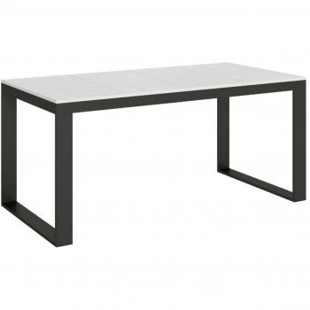 Mesa extensible moderna 180 a 440 cm blanca con estructura y patas de metal antracita para 8 a 20 personas