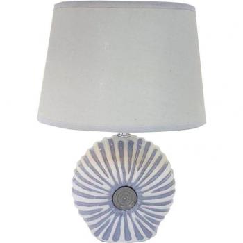 Lámpara de mesa cerámica Romimex Azul Gris con pantalla, dimensiones 15 x 33 x 8 cm