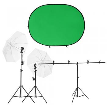 Kit de estudio fotográfico con iluminación y fondo, incluye lámparas regulables, parasoles, soporte ajustable y bolsa de transporte