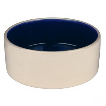 TRIXIE Comedero Cerámica, 1 l, ø18 cm, Crema-Azul, Perro