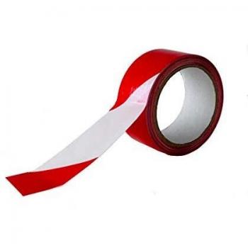 Cinta adhesiva señalización Blanco/Rojo 48 mm x132 metros
