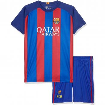 FC BARCELONA- Conjunto 1ª Equipación Infantil 2016-2017, Réplica Oficial MESSI- Talla 14 años