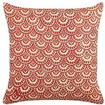 Cojín Decorativo Geométrico Rojo y Crema de Algodón 45 x 45 cm Diseño Retro