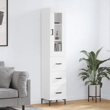 Aparador alto de madera contrachapada blanco 34,5x34x180 cm vidaXL