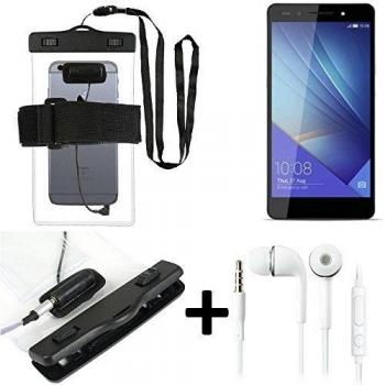 Estuche estanco al agua con entrada de auriculares para Huawei Honor 7 Premium + auricular incluido, transparente | Trotar bolsa de playa al aire libre caja brazalete del teléfono caso de cáscara bajo playa - K-S_Trade