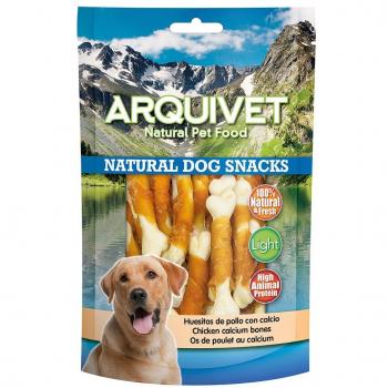 ARQUIVET Huesitos de Pollo con Calcio 100 gr - Snacks para Perros - Chuches, premios, golosinas y recompensas caninas - Alimento complementario - Entrenamiento canino
