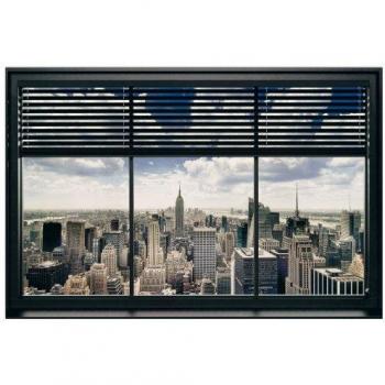 Panel Decorativo de Ventana Nueva York, Persianas 90x60 cm para Colgar