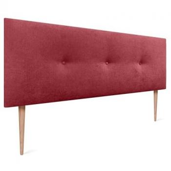Cabecero de Tela Aqualine Liso con Botones y Patas, 150x105cm, Rojo, Moderno y Acolchado para Cama