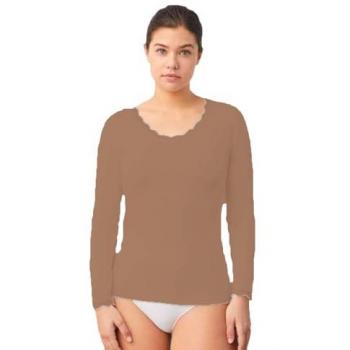 Camiseta Lencera Manga Larga Color Nude Ysabel Mora