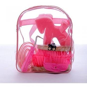 Mochila de Limpieza para Caballos - Set de Cuidado Rosa con Herramientas y Accesorios