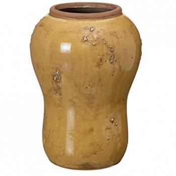 Jarrón de cerámica mostaza 17,5 x 17,5 x 25 cm