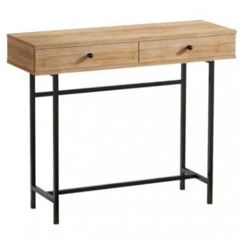 Consola decorativa de roble y negro con 2 cajones L100 cm