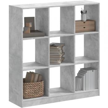 Estantería de madera de ingeniería gris hormigón 102x32x108 cm