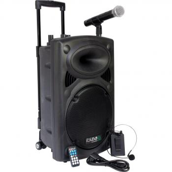 PORT12VHF-BT - IBIZA - Altavoz portátil de 12/700W MAX con 2 micrófonos