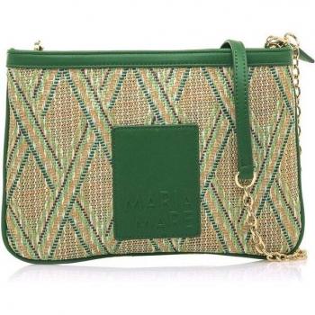 Bolso de mano Dydy verde con detalle de cadena dorada