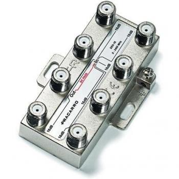 Derivador Fracarro DE6-16 de 6 vías, atenuación 16 dB, acero inoxidable, frecuencia 5-2400 MHz
