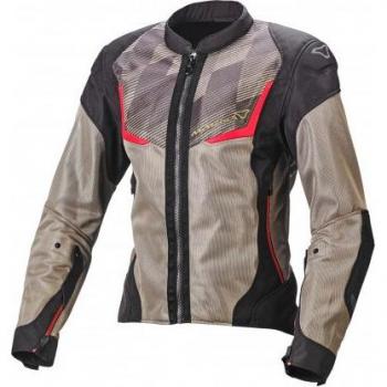 Macna Orcano Chaqueta textil de moto para mujer - Rojo y Negro, características: material resistente al desgaste, impermeable, ventilaciones ajustables, protecciones en hombros y codos, ajuste en cintura, reflectantes para mayor