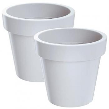 Maceta de plástico Lofly blanca 39x39x36,1 cm (2 unidades)