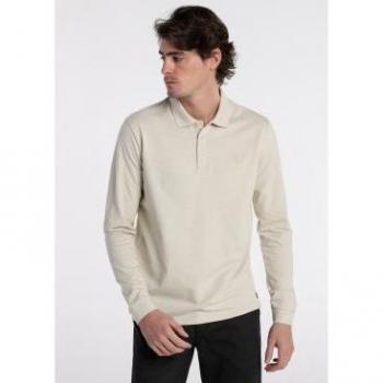 Polo básico de manga larga para hombre en color marrón