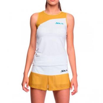 Camiseta Sin Mangas Siux Farenheit Mujer - Elegancia en la Cancha, color blanco, diseño sin mangas, ideal para actividades deportivas y uso casual