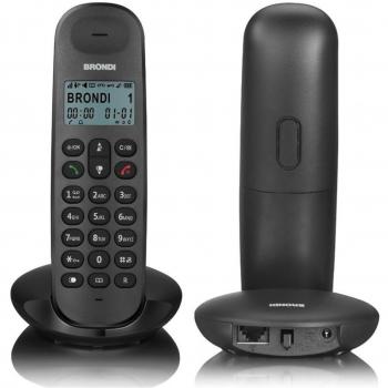 Teléfono Inalámbrico Brondi Lotus Blanco y Negro con Retroiluminación, Despertador y Manos Libres