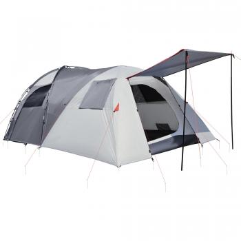 Outsunny Tienda de Campaña Familiar de Túnel para 4-5 Personas Impermeable 2000 mm con 4 Puertas y Ventanas 490x250x185 cm Gris