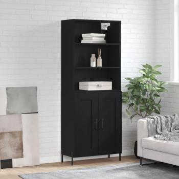 Alacena aparador alto de madera contrachapada multicapa negro 69,5x34x180 cm