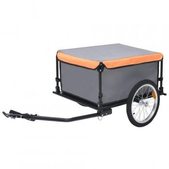 vidaXL 65 kg Grey and Orange Bike Cargo Trailer