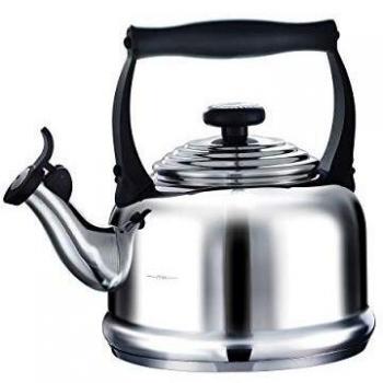 Tetera Tradicional de Acero Inoxidable Le Creuset 2.1L con Silbido, Compatible con Todo Tipo de Cocinas Incluida Inducción