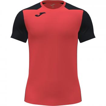 Camiseta manga corta hombre Record II Coral Flúor Negro Joma