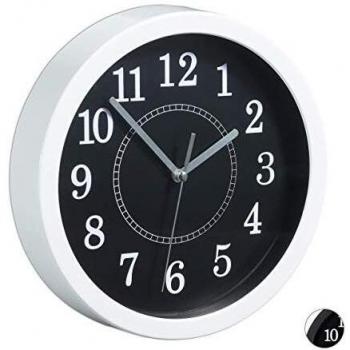 Reloj de Pared Redondo Relaxdays, 20 cm, Diseño Clásico, a Pilas, Color Blanco