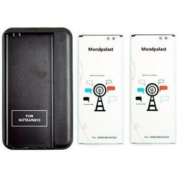 mondpalast@ 2 X BATERIA 3220 mah + cargador PARA SAMSUNG GALAXY NOTE 4 , note 4 , Note 4