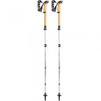 LEKI Cressida FX Carbon AS Women's Trekking Poles - AntiShock, Adjustable 100-120 cm, White/Mango/Silver