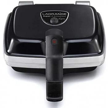 Gaufrier Multifunción LAGRANGE Super 2 Antiadherente 1000W Negro para 2 Gofres y Croque Monsieur