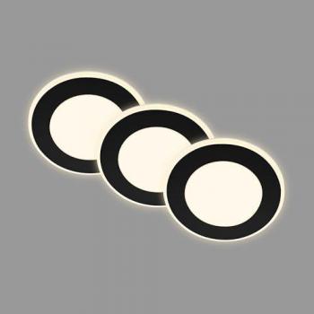 Lámpara empotrable LED Gima, negra, 3.000 K, set de 3 con función de luz nocturna y memoria