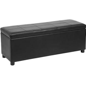 Ottomana Corium de Almacenaje Tapizada en Cuero Sintético - 119 x 38 x 45 cm - Negro