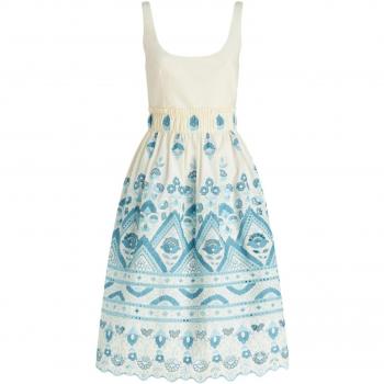 Etro Women's Cotton Blend Short Dress in White, Size 42, WRHA000299TGE01S8461