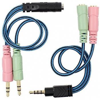 Senhai 3,5 mm Kit Adaptador de Enchufe de Cable, Mutua Conversor de Auriculares de PC y Smartphone, Tablet Auricular, Auriculares con función/micrófono de Forma simultánea